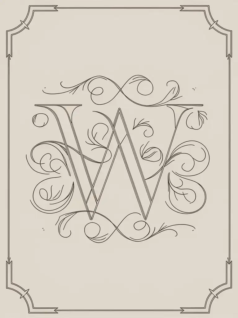 Elegant Monogram Letter Design with Ornate Line Border