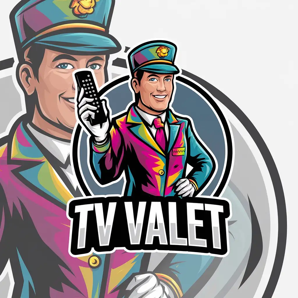 LOGO Design for TV VALET Colorful Parking Valet Attendant with TV Remote Theme