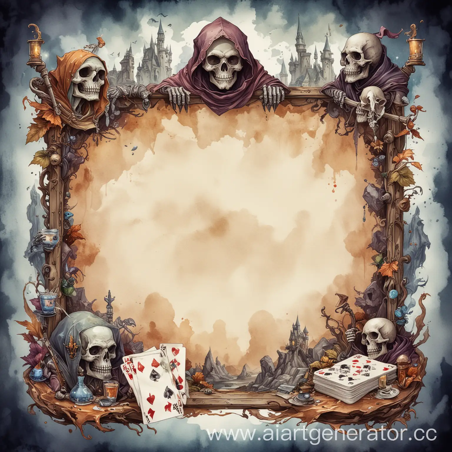 Fantasy-Tabletop-Game-Landscape-with-Sorcerer-Goblins-and-Skull