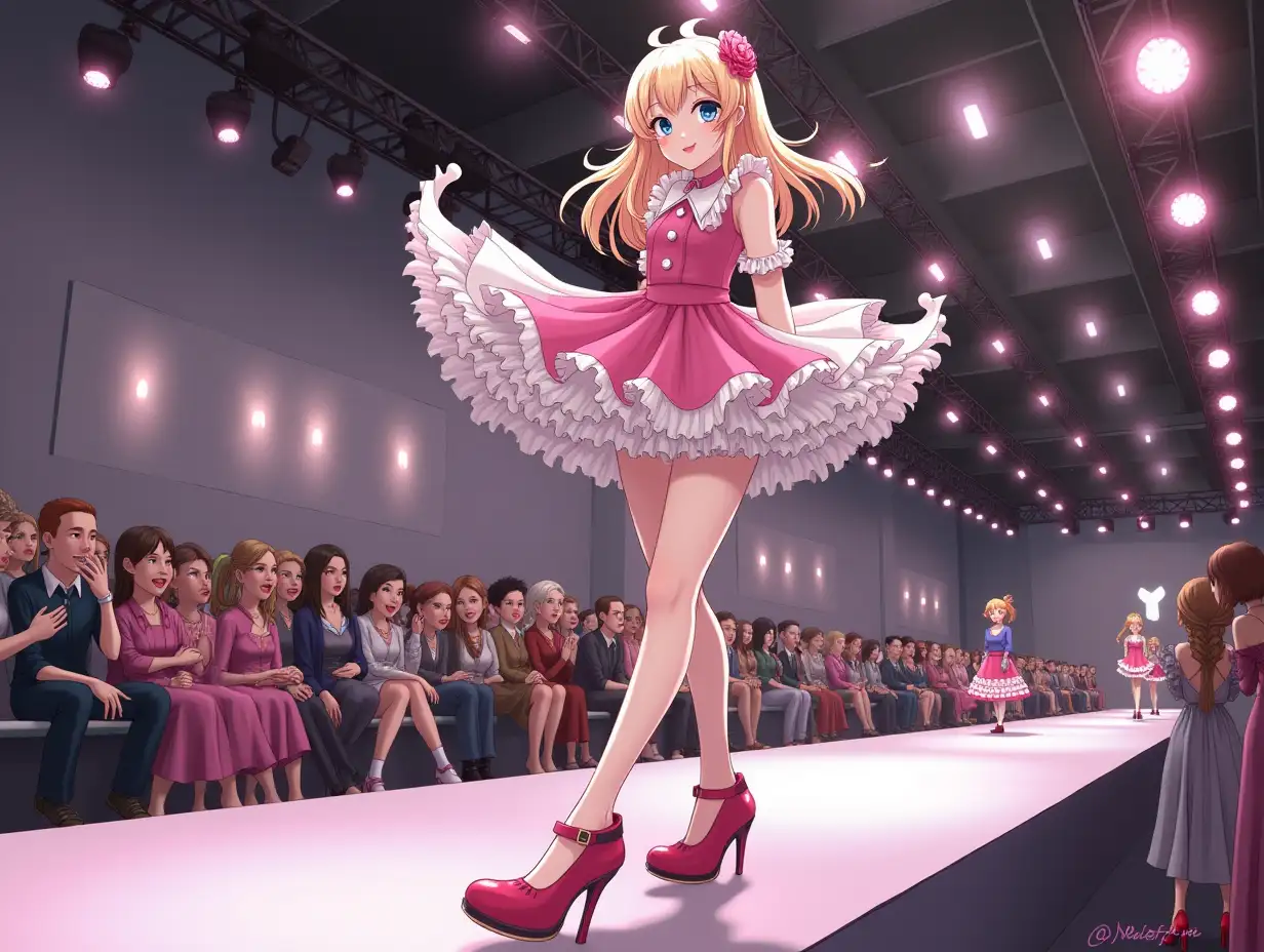 Ki fantasy a mix DEMOS NEZUKO KAMADO fashion design with Beautiful shoes at a fashion show