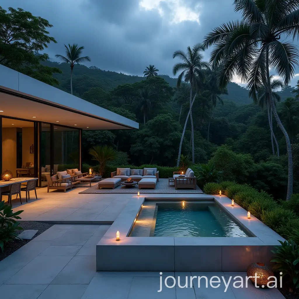 Stylish-Modern-Terrace-with-Jacuzzi-Surrounded-by-Lush-Tropical-Forest