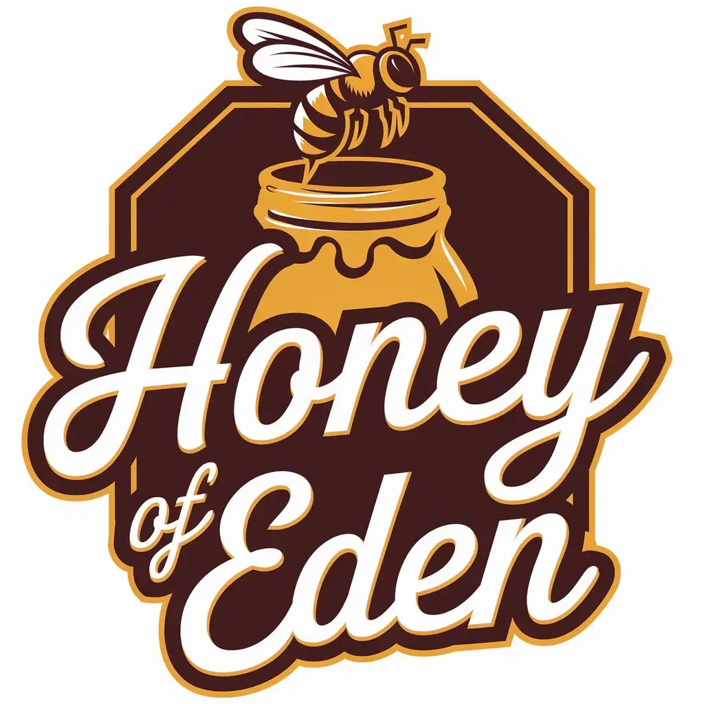 LOGO Design for Honey of Eden Bee Honey Symbol with Elegant Typography for Restaurant Industry