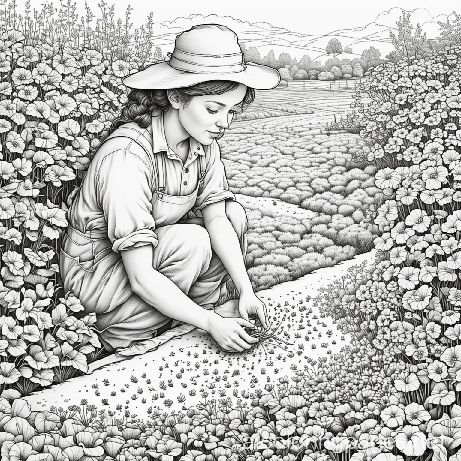 Farmer-Sewing-Seeds-in-Garden-Coloring-Page