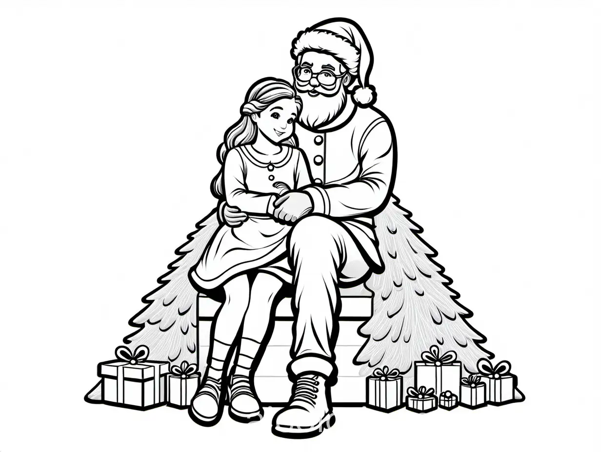 Girl-Sitting-on-Santa-Clauss-Lap-Coloring-Page