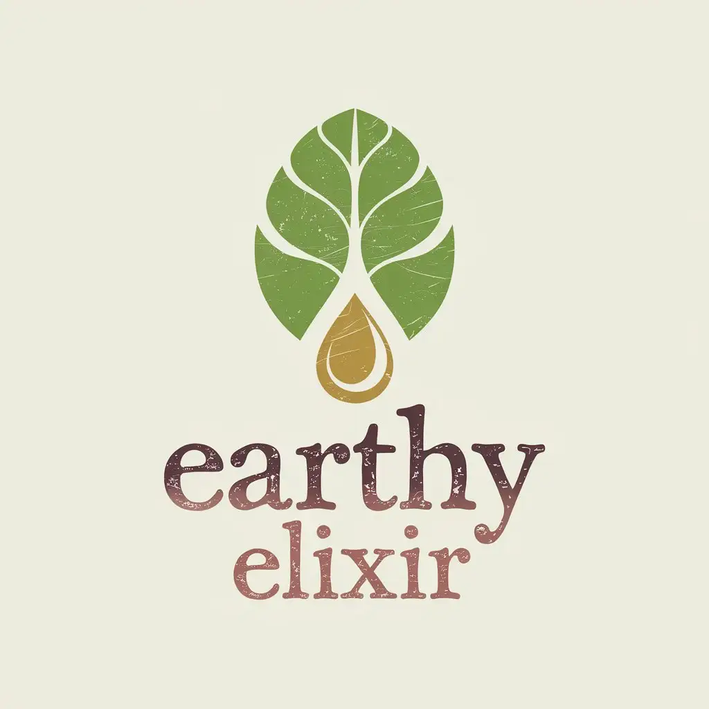 Organic Earthy Elixir Logo Design with Natural Ingredients