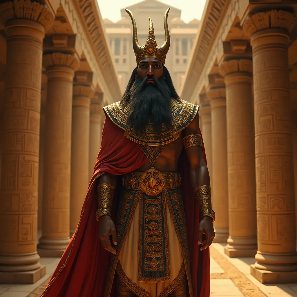 Sumerian king in his palace Ultra detailed