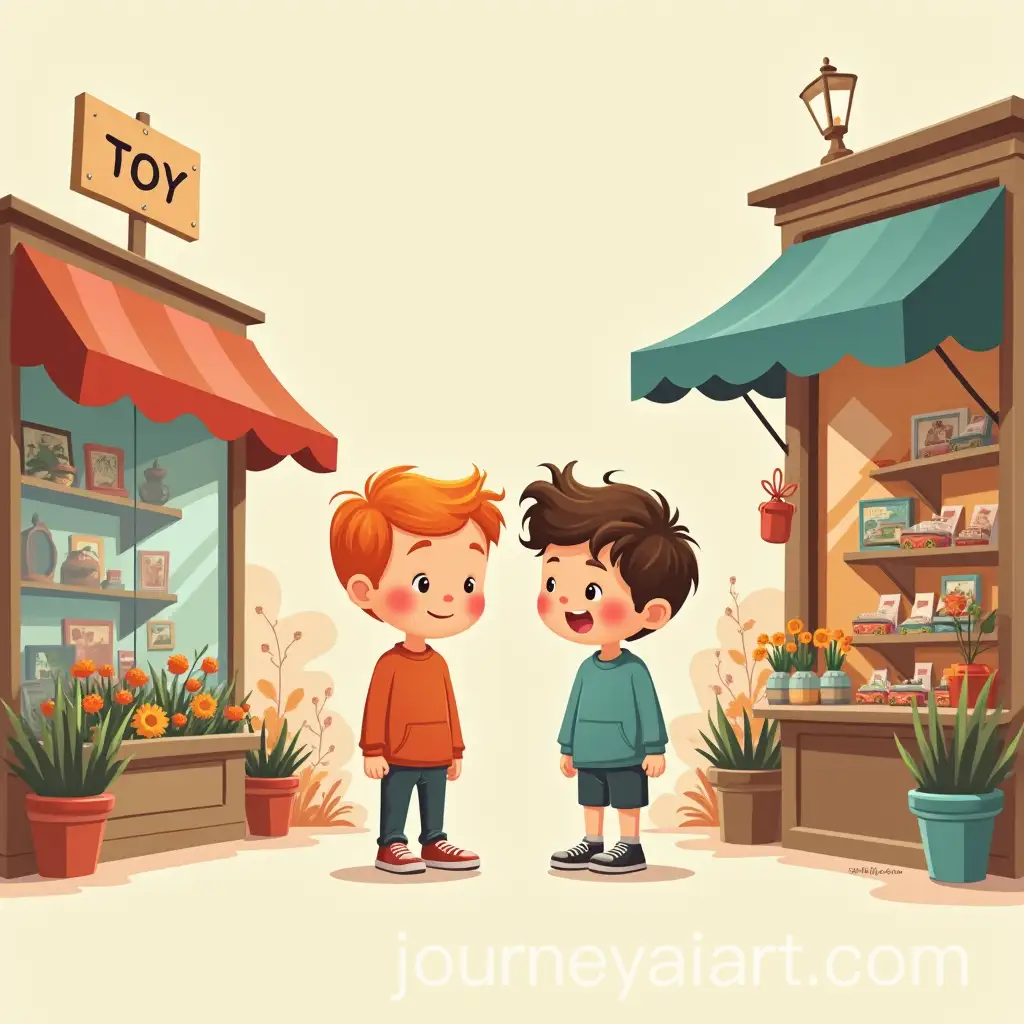 Two-Boys-Visiting-a-Toy-Shop-Near-a-Flower-Shop