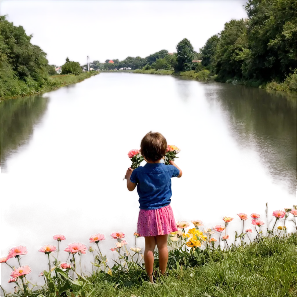 Children-with-Flowers-by-a-River-PNG-Image-for-Nature-and-Childhood-Themes