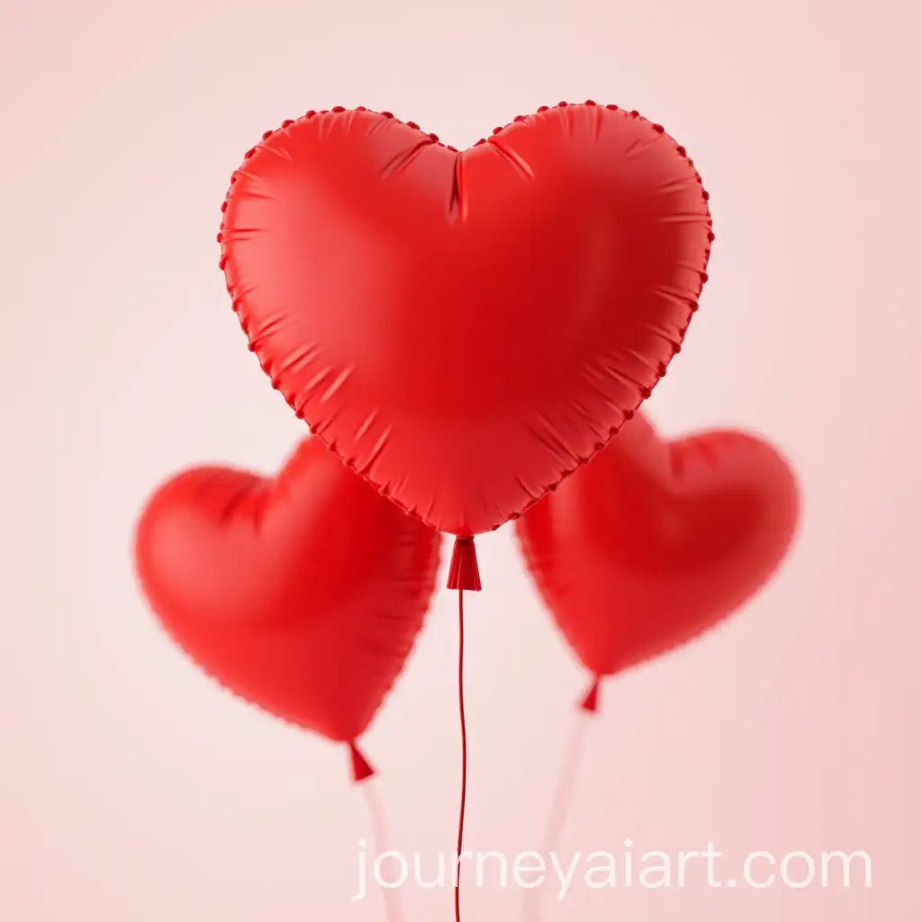 Glossy-Red-HeartShaped-Balloons-Floating-in-Mid-Air-on-a-Clear-Background