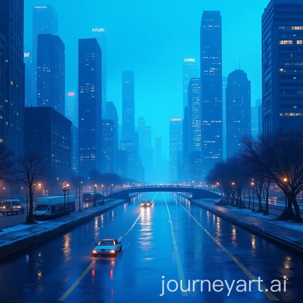 Futuristic-Blue-Cityscape-at-Dusk