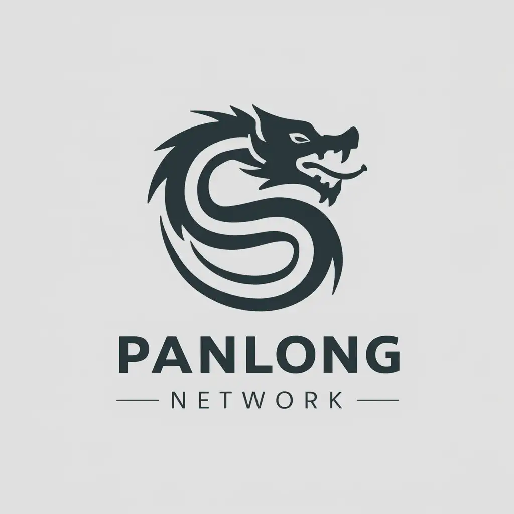 a vector logo design,with the text "Panlong Network", main symbol:dragon,Minimalistic,be used in Internet industry,clear background