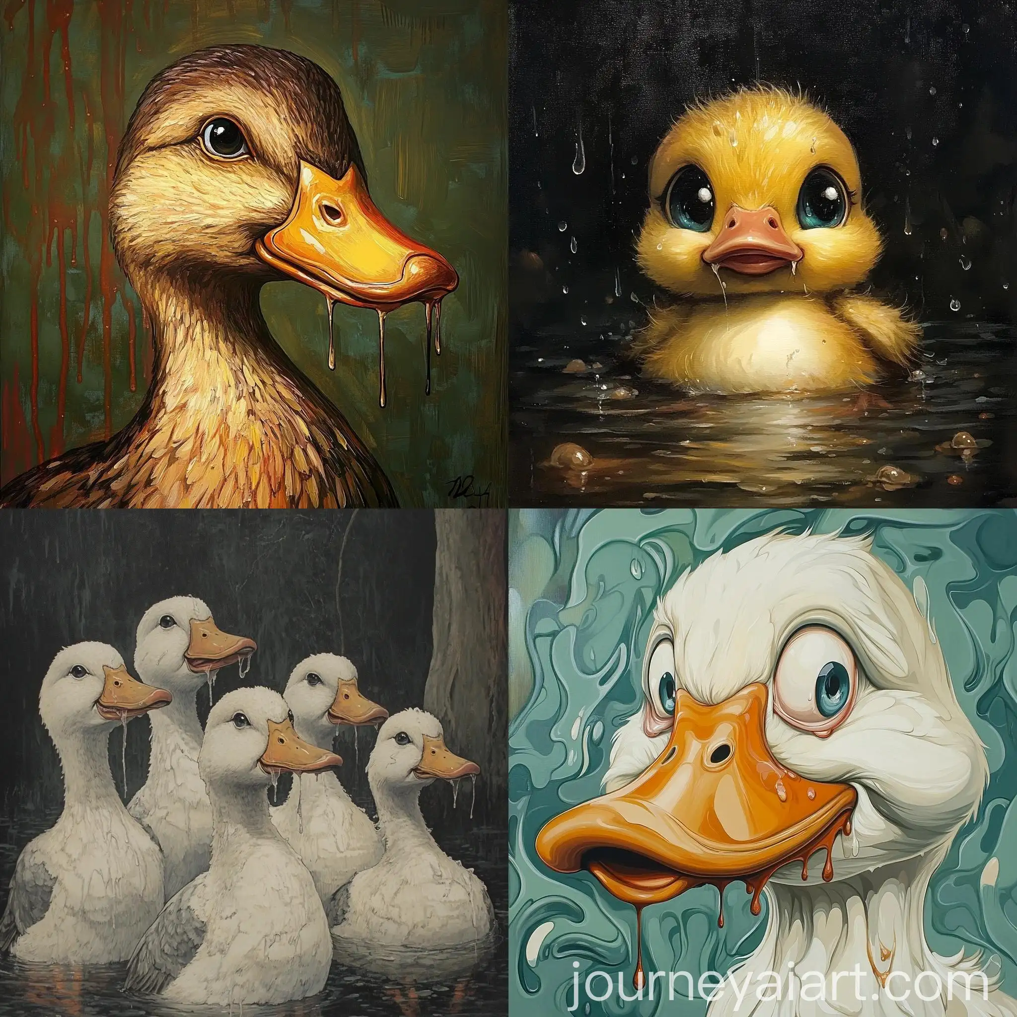 Ducks-Crying-in-Vintage-Style