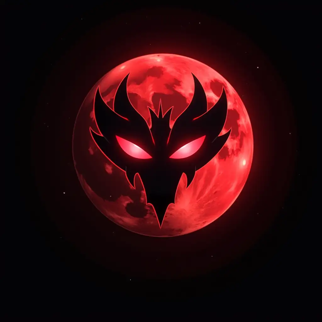 Gaming logo red in the middle of the moon