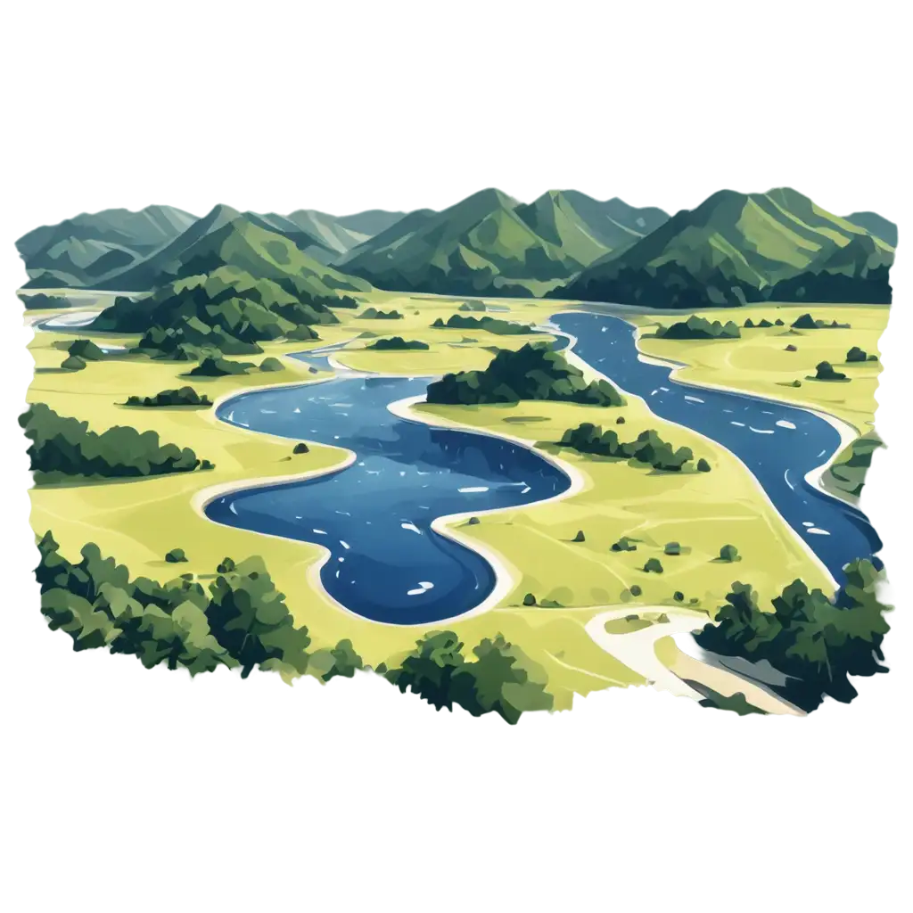 HighQuality-PNG-Cartoon-Landscape-with-Rivers-Enhancing-Online-Presence