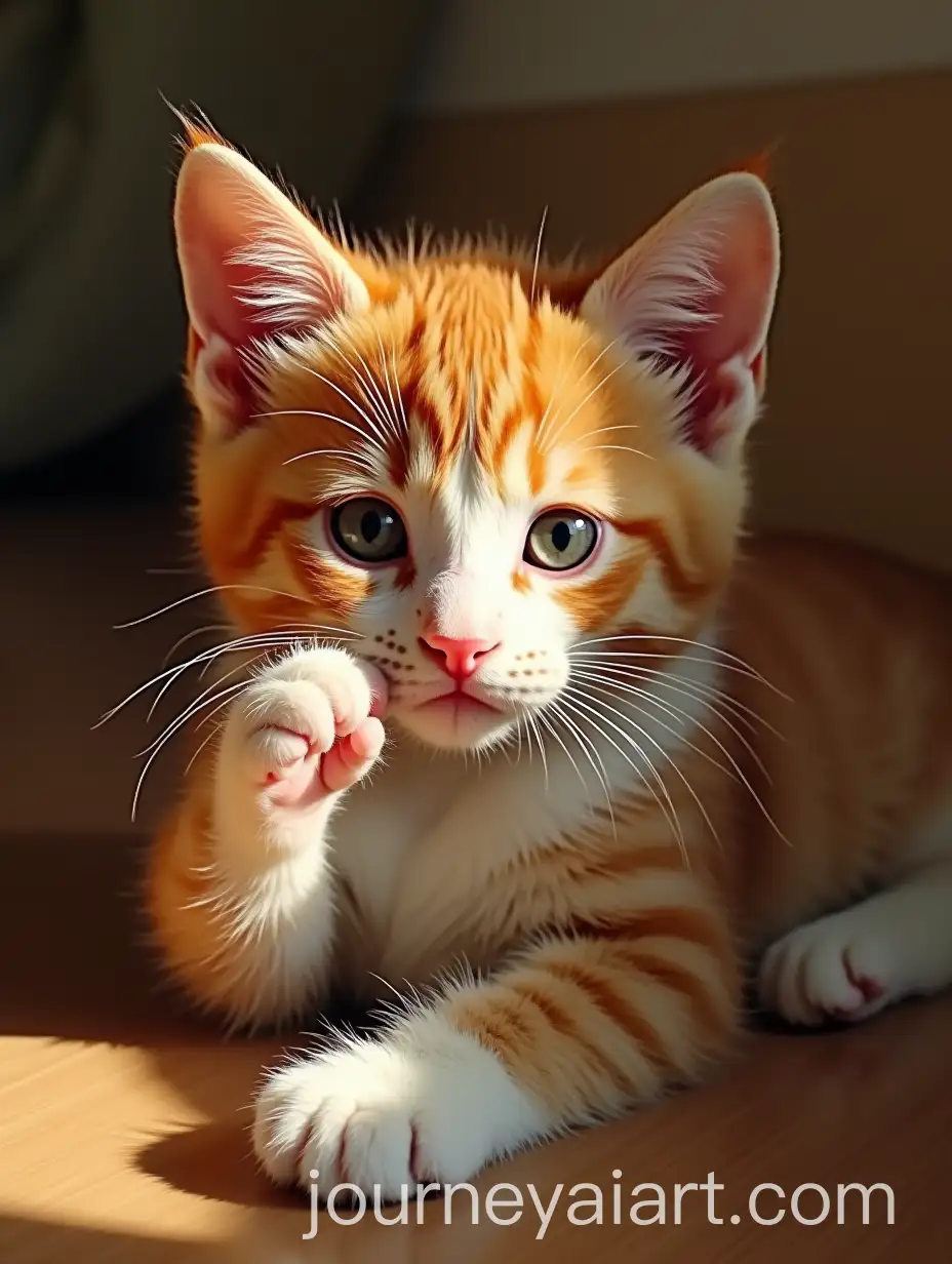 Cute-Kitty-Covering-Sun-Rays-with-Paw-While-Lying-on-Its-Back