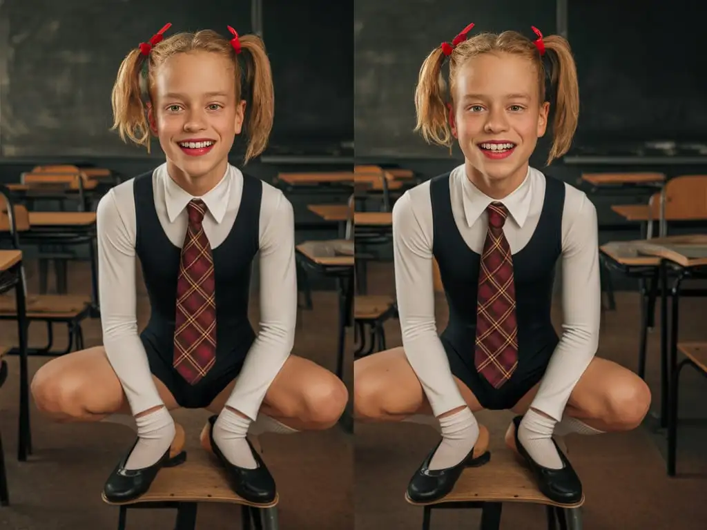 Smiling-Blond-Boy-in-School-Uniform-Leotard-and-Tartan-Tie