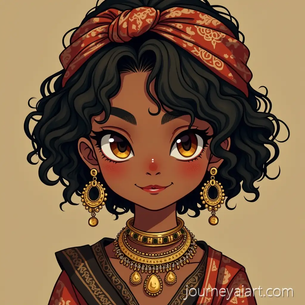 Fantasy-Portrait-ofEastern-Fantasy-Portrait-a-Girl-with-Eastern-Patterns-and-Gold-Jewelry
