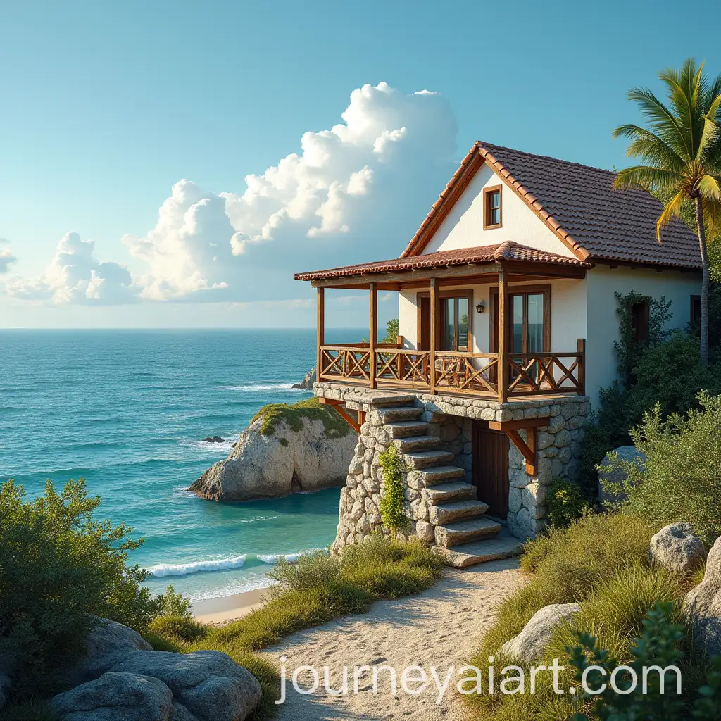 House-with-Canary-Balcony-on-Island-with-Sea-View