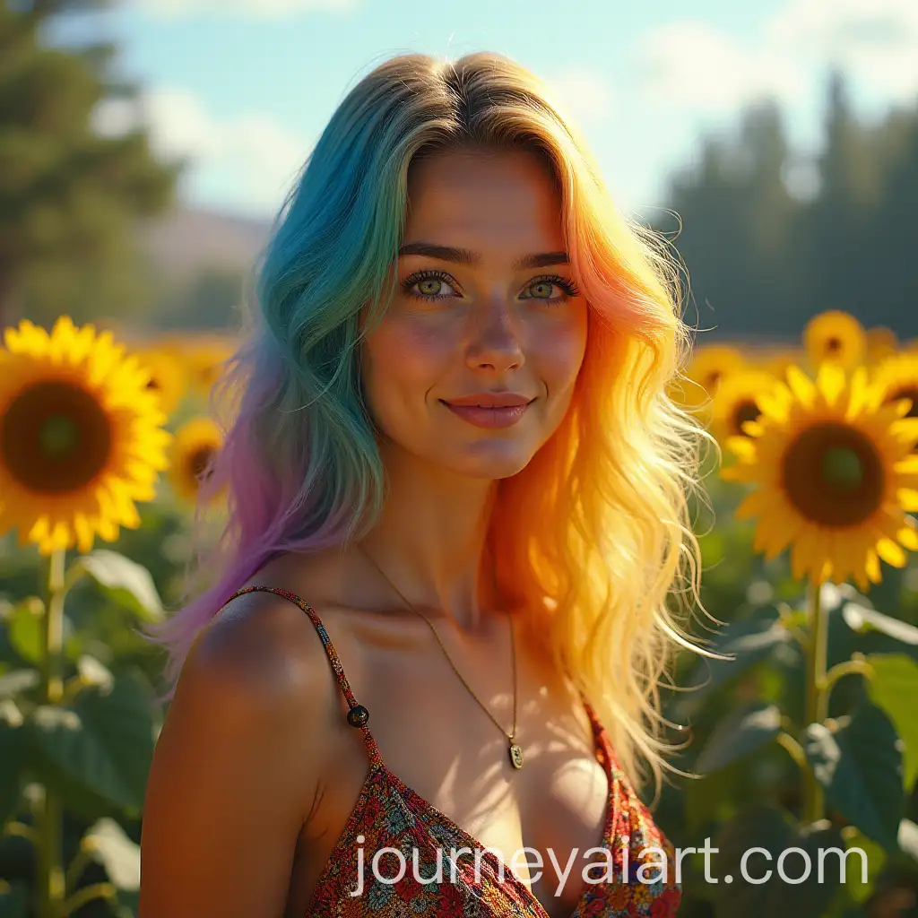 The-Most-Beautiful-Girl-withAI-Art-Prompt-Expansion-Rainbow-Hair-in-a-Villa-Surrounded-by-Sunflowers