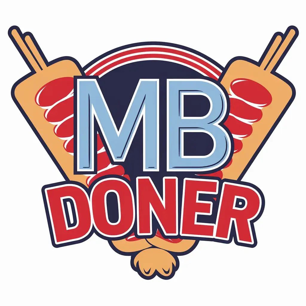 LOGO Design for MB DONER Turkish National Doner with Red Light Blue and White Colors