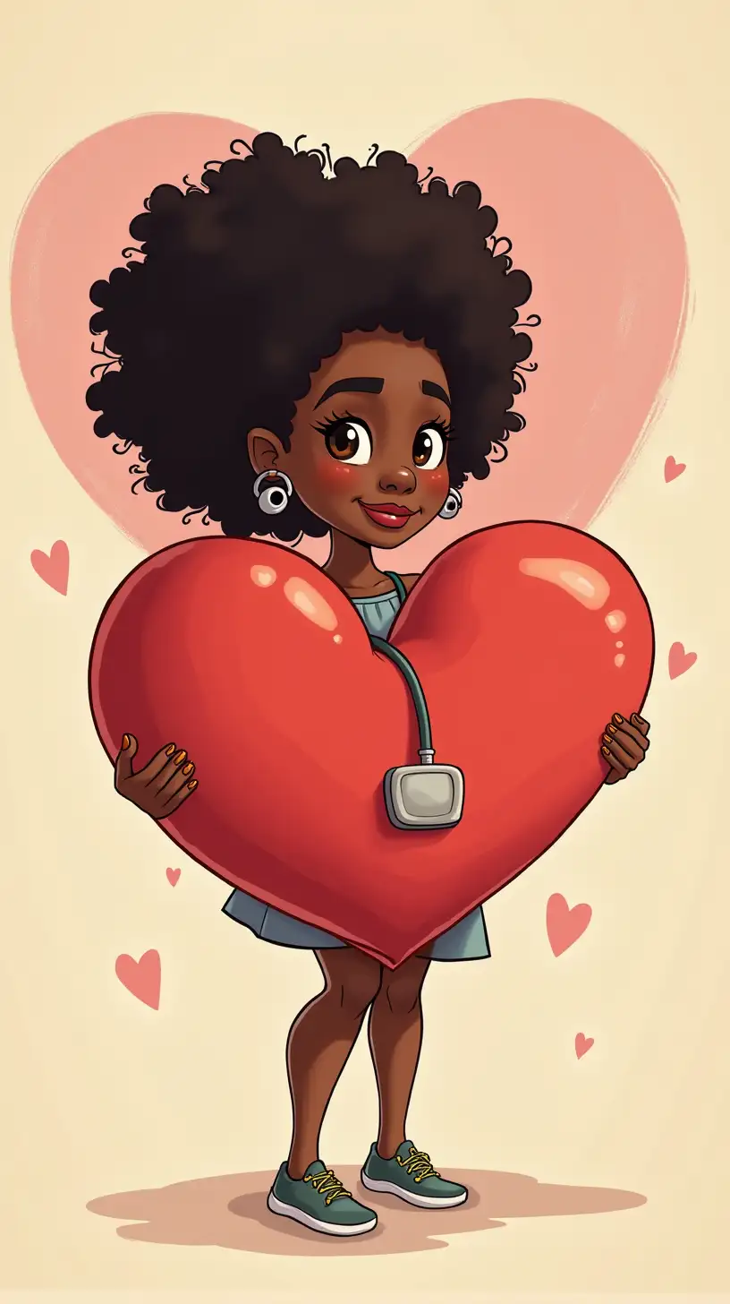 heart health, African American cartoon