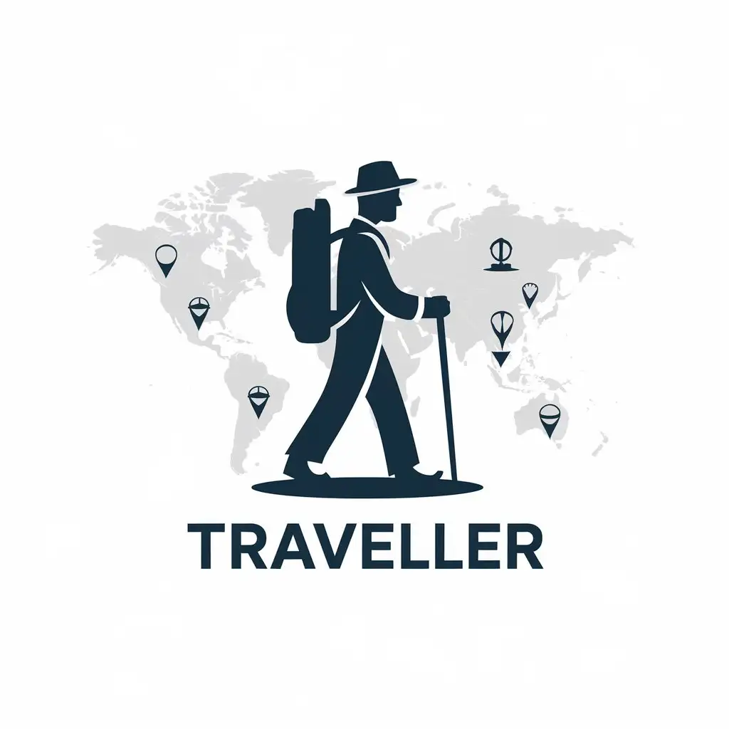 LOGO-Design-for-Traveller-Vector-Art-with-Traveller-Man-Icon-and-Clear-Background-for-Travel-Industry