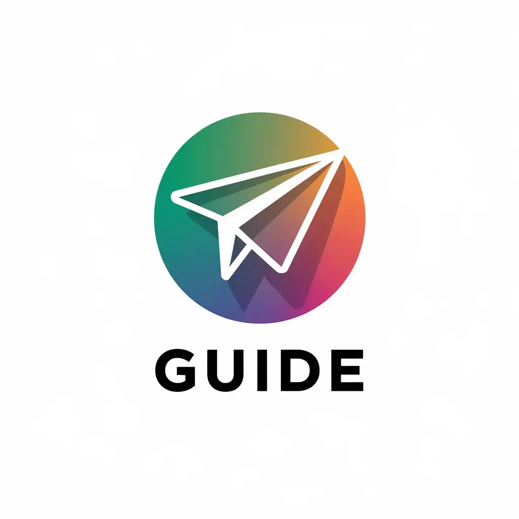 LOGO Design for Guide Gradient Paper Airplane Symbol with Round Borderless Shape