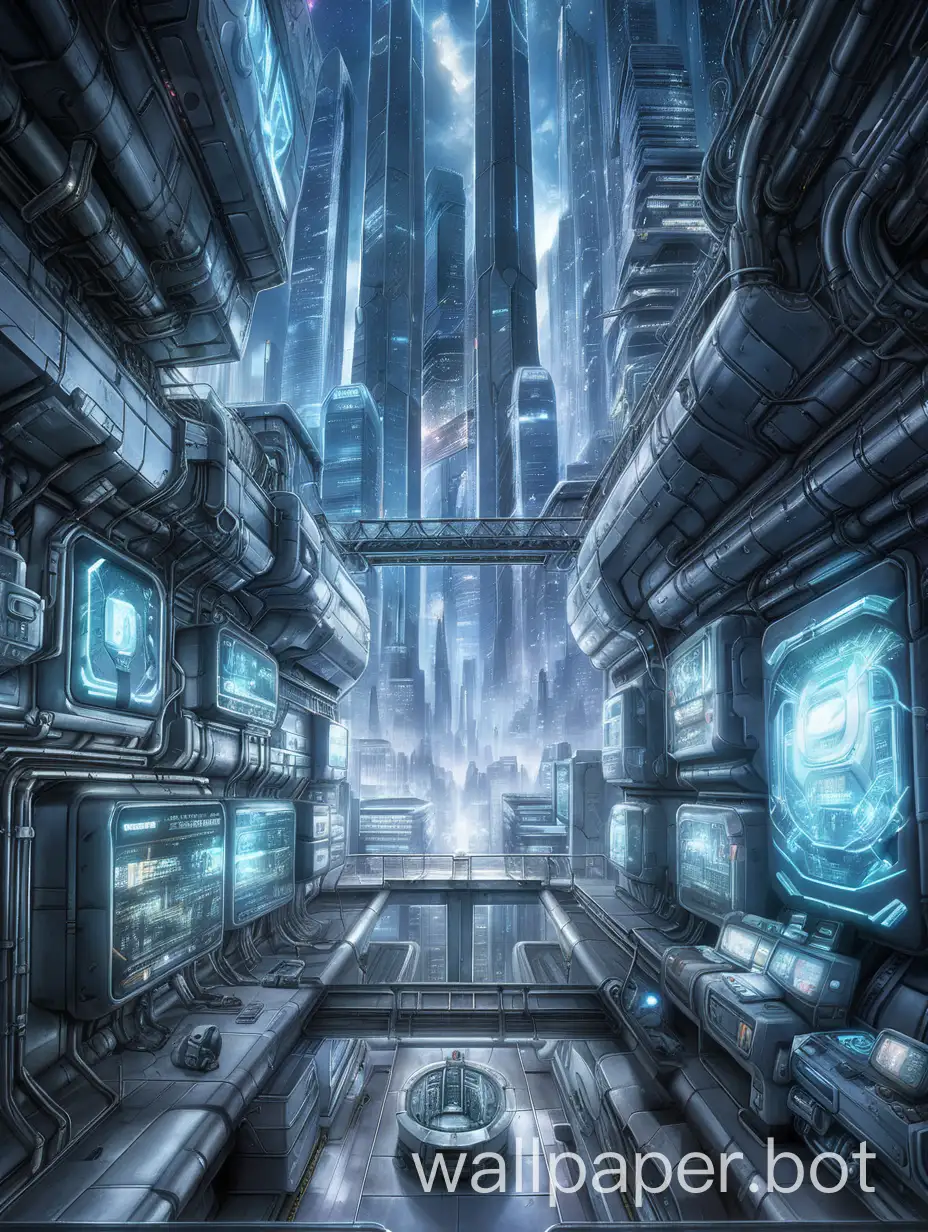 8. The Core, a room where the core, source of all energy of city goes. Given in anime style, nothing is organic, everything is metal or steel. Futuristic and cyberpunk look.