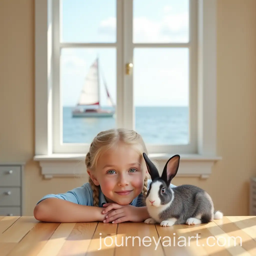 Serene-10YearOld-Girl-with-Rabbit-by-Seaside-Window