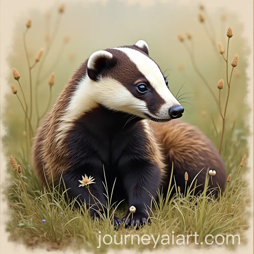 Chalk-Art-of-a-Badger-in-Nature