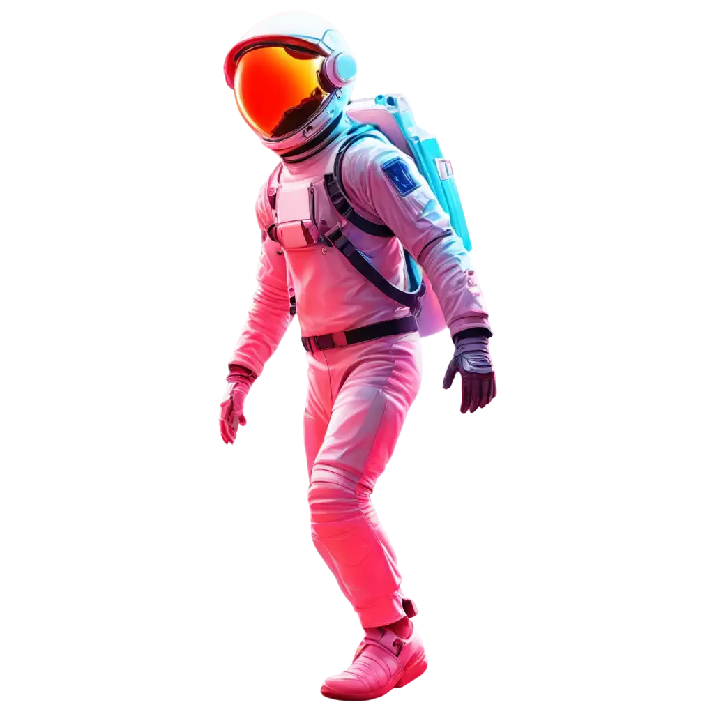 High-Contrast-Astronaut-Illustration-PNG-Red-Blue-Green-with-Hologram