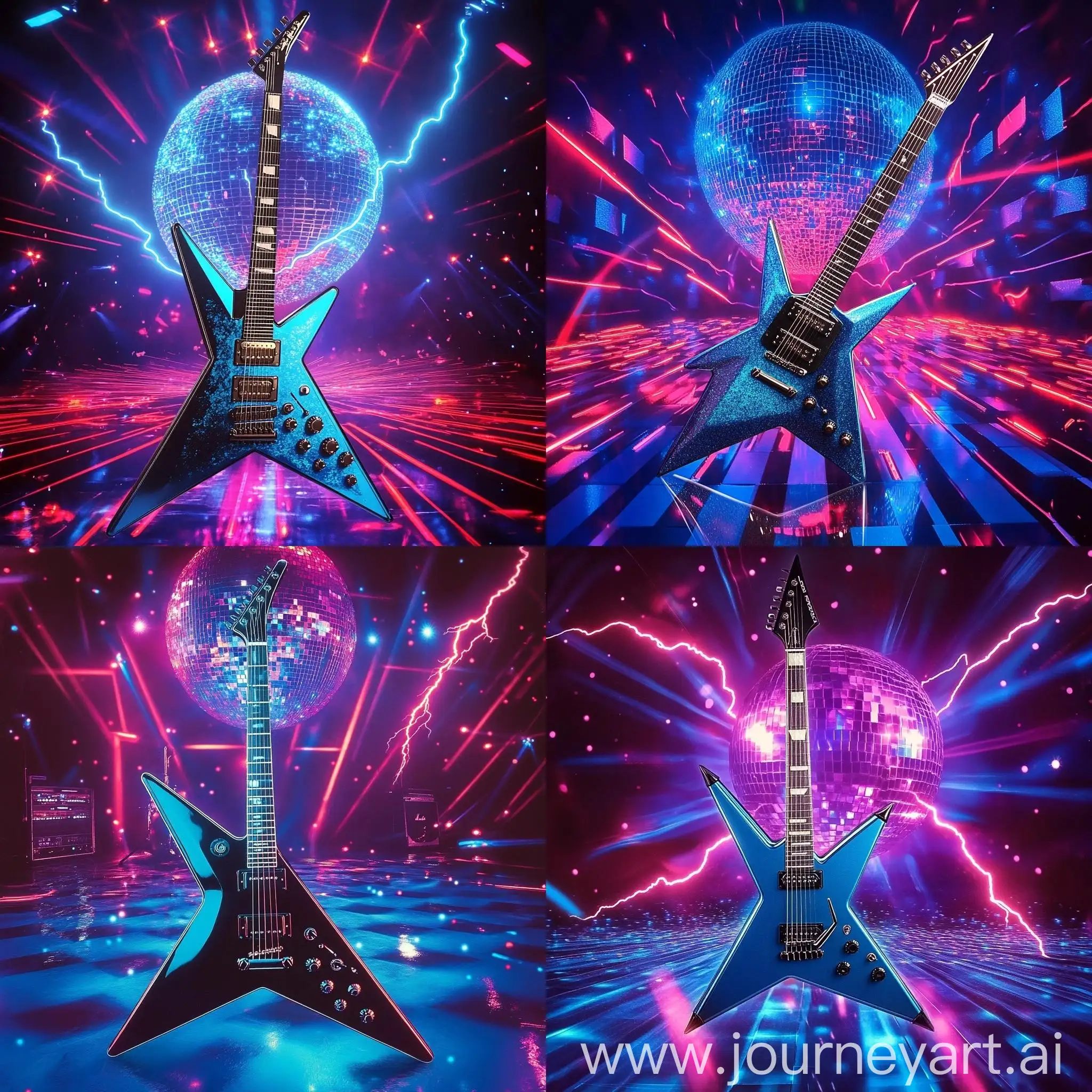 Electric-Guitar-Against-a-Disco-Ball-Background