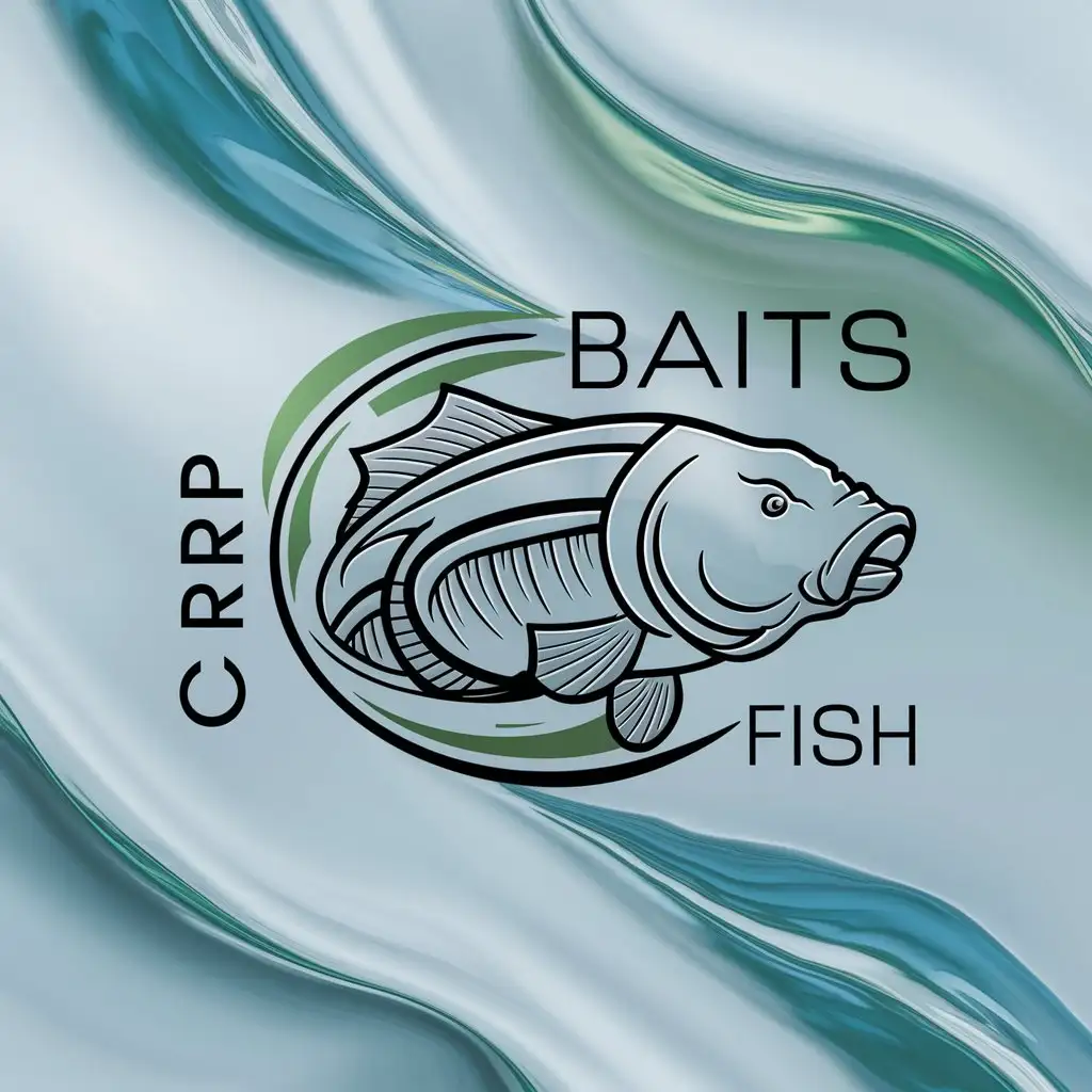 a logo design,with the text "CARP BAITS", main symbol:Carp,complex,clear background