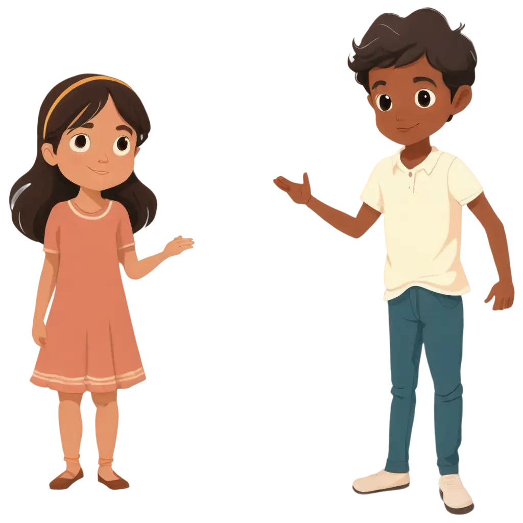 HighQuality-PNG-Cartoon-of-Indian-Little-Boy-Refusing-Little-Girl-with-Brown-Hair