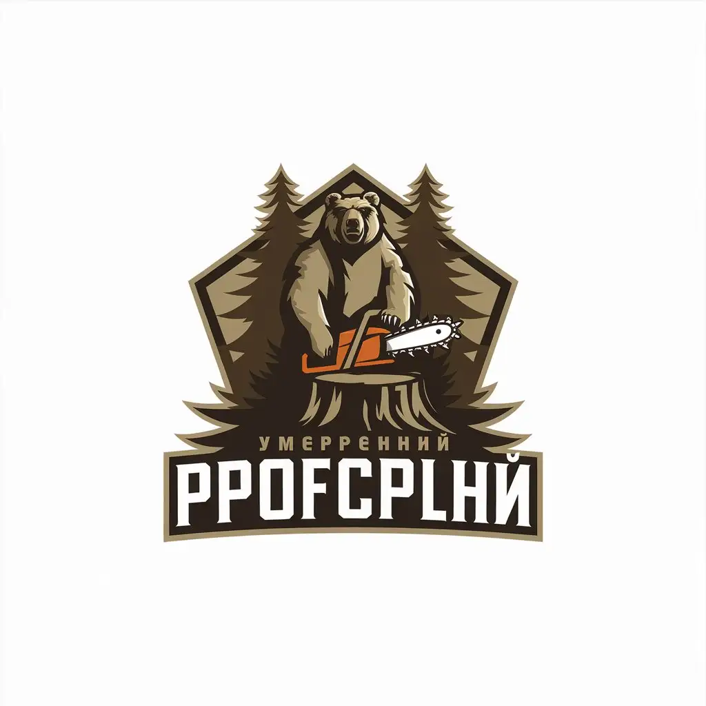 LOGO Design for ProfSpilNN Bear Chainsaw Tree and Moderate Theme for Construction Industry