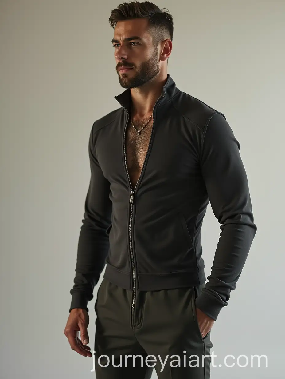 Man-Wearing-Mens-Wild-ZipUp-Bodysuit-Standing-Straight