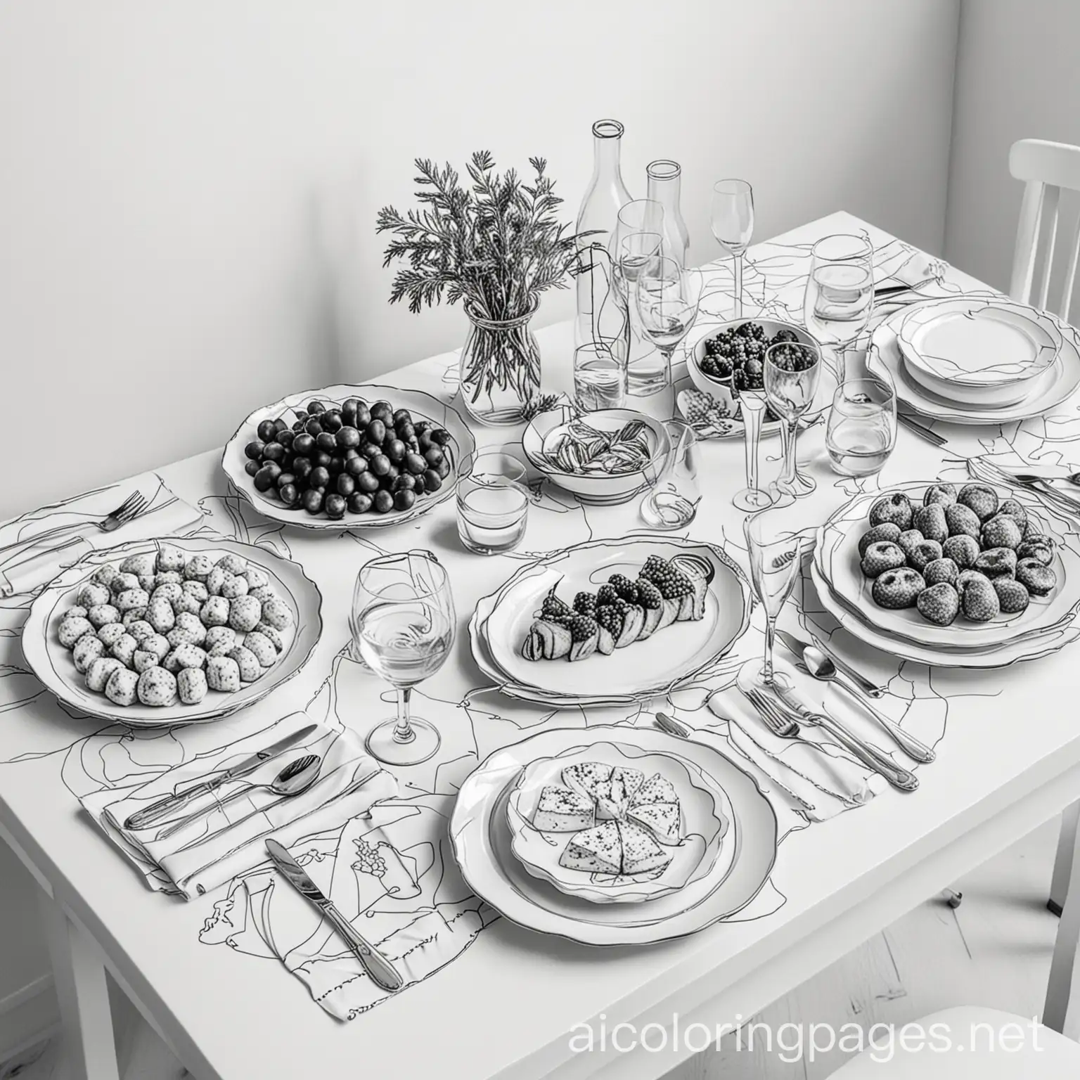 Diverse-Food-and-Wine-Buffet-Table-Coloring-Page