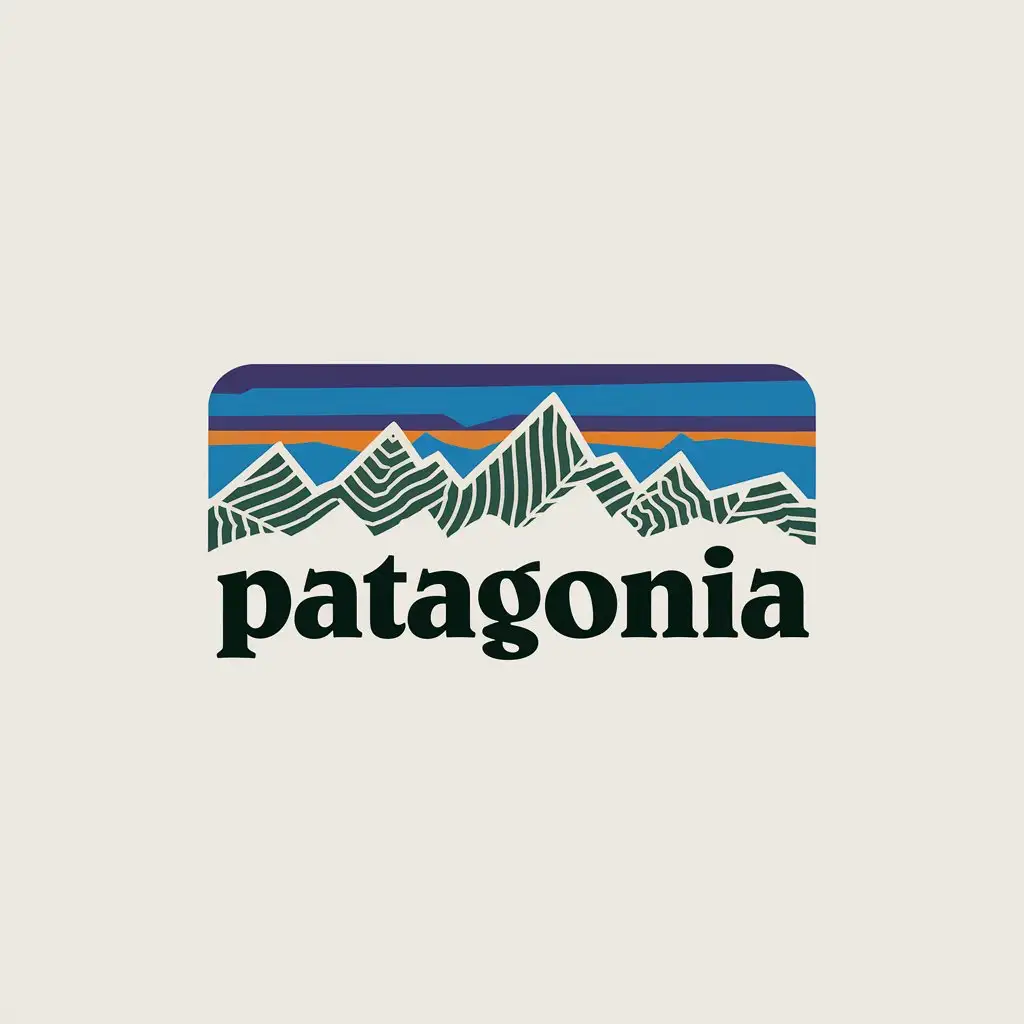 LOGO Design for Patagonia Abstract Mountain Peaks Leaf Patterns with Minimalist Sansserif Font