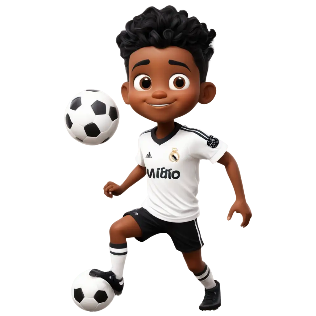 Little-Black-Boy-Drawing-in-Real-Madrid-Football-Uniform-PNG-Image-for-HighQuality-Representation