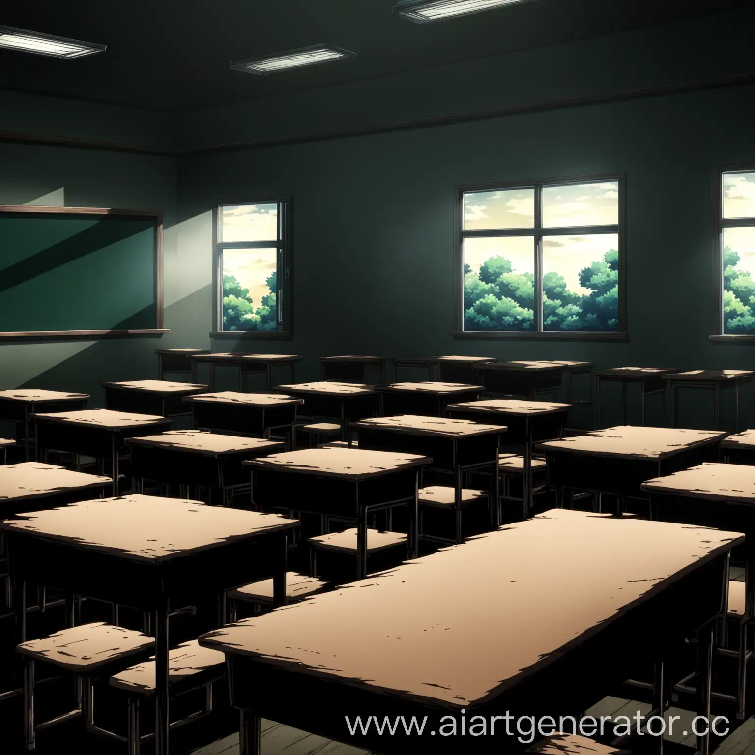 Dark Anime 2D School Classroom In Japan AI Art Generator Dark Anime 2D School Classroom In Japan AI Art Generator