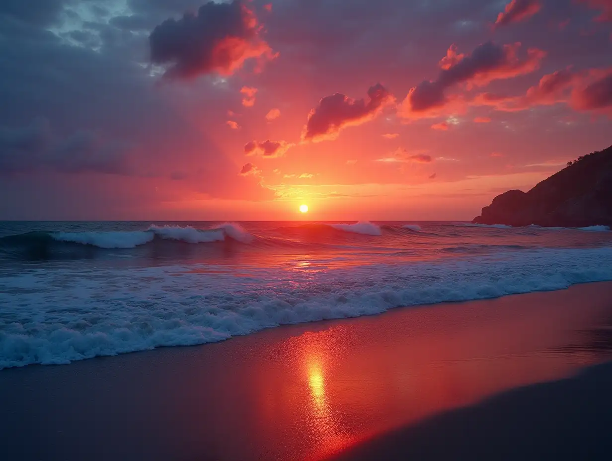 Colorful sunset over ocean