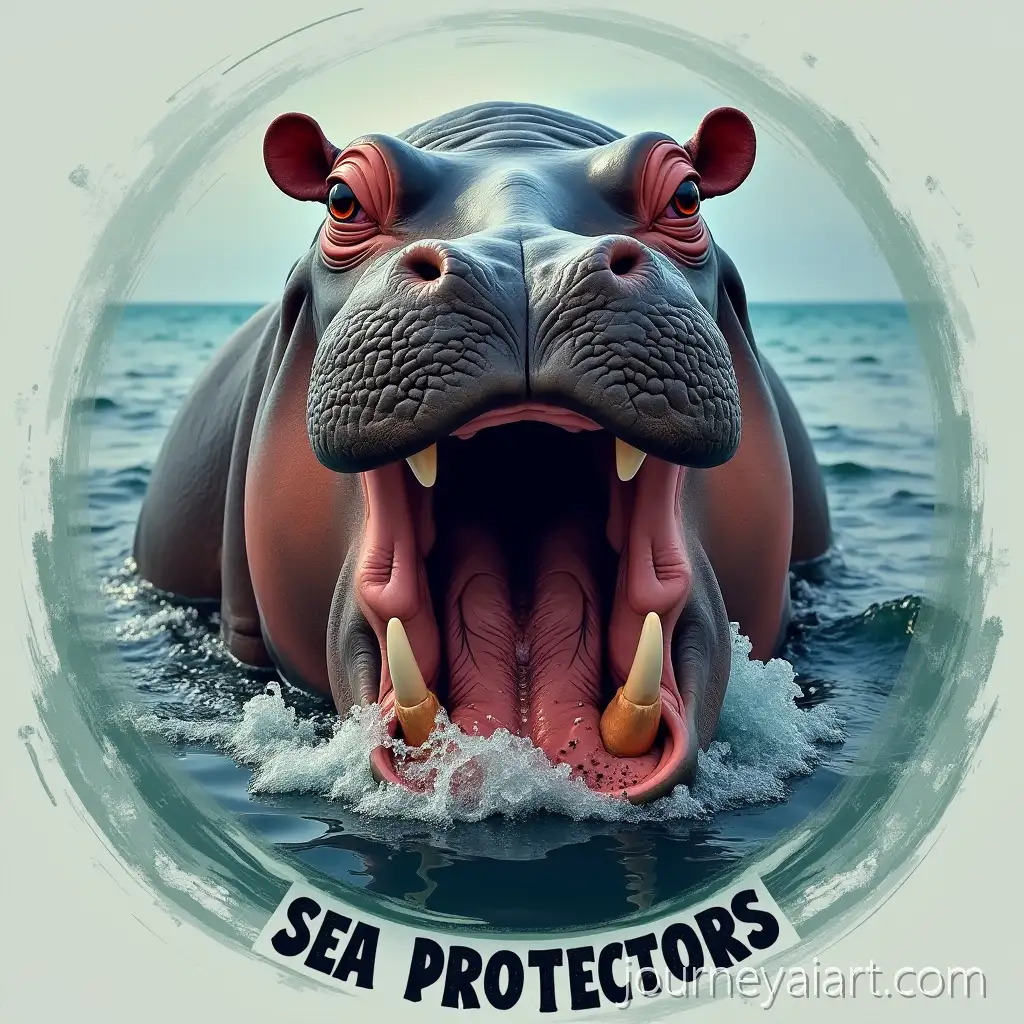 Fierce-Hippo-Emerging-from-Water-with-Angry-Eyes-and-Attack-Posture