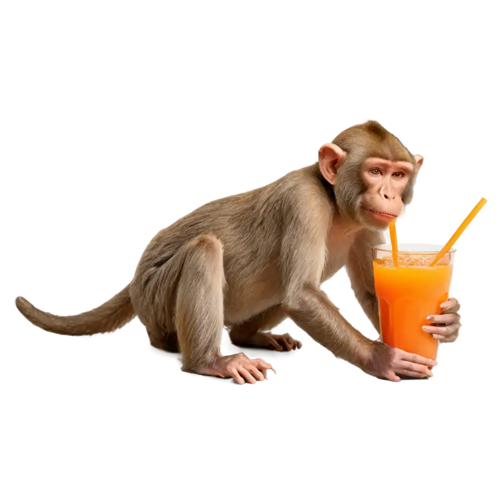 Monkey-Drinking-Carrot-Juice-PNG-Fresh-and-Playful-Image-Concept