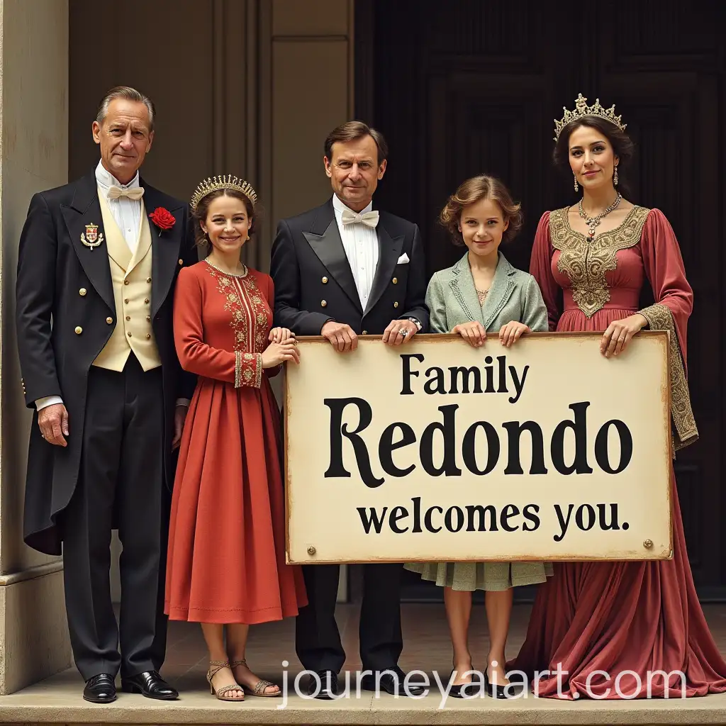 Spanish-Royal-Family-Welcoming-with-Family-Redondo-Sign
