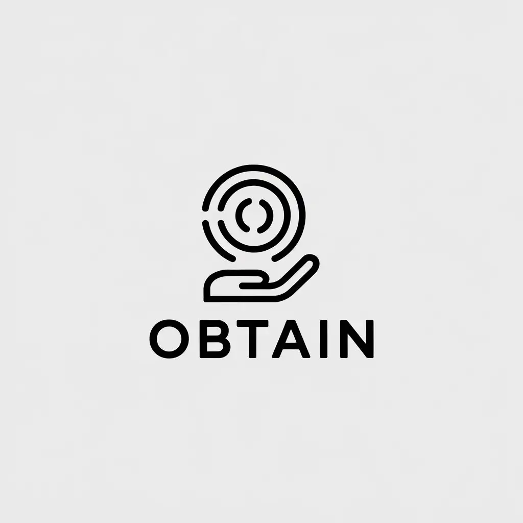 a vector logo design,with the text "obtain", main symbol:Minimalist modern art black and white line style,Minimalistic,be used in Internet industry,clear background