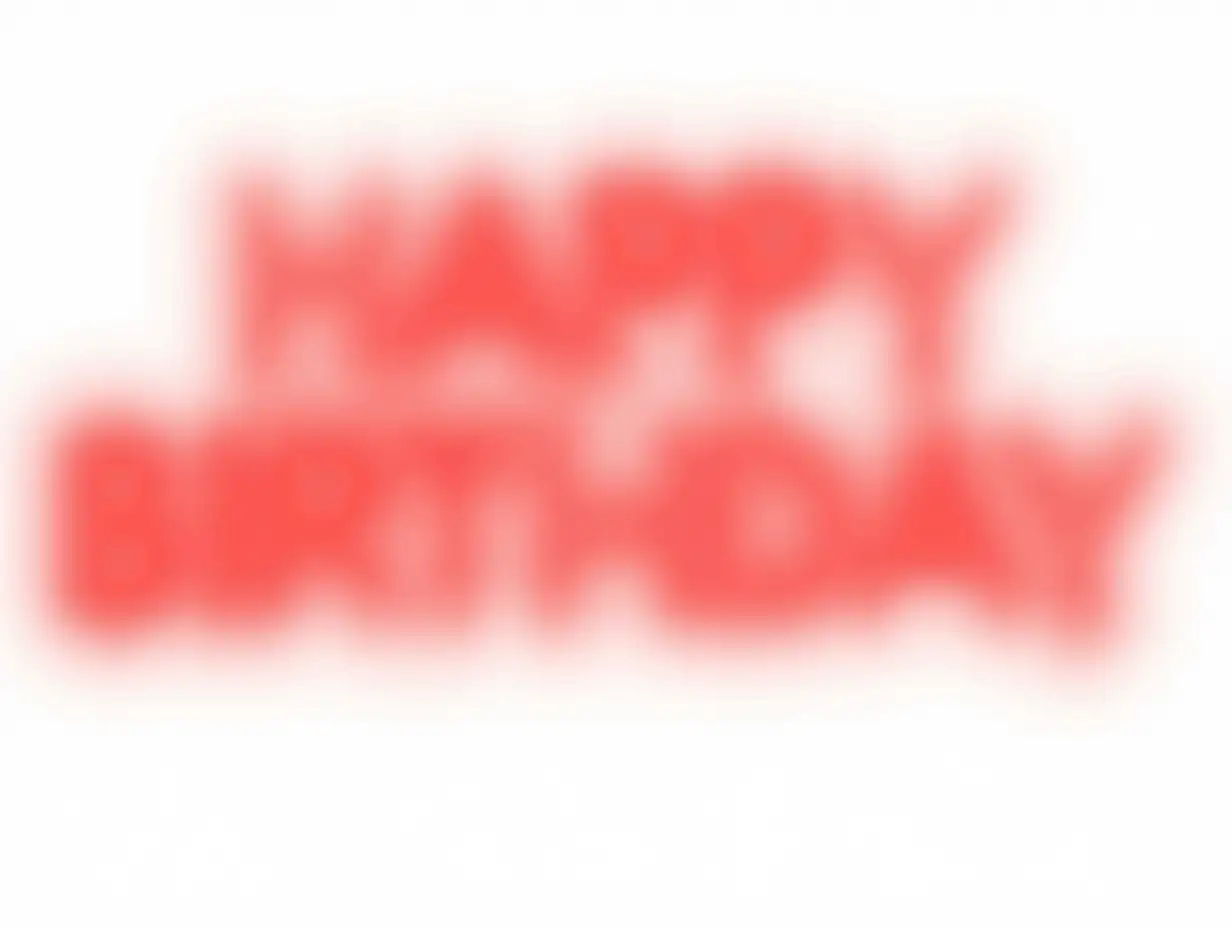 Red balloons on a white background. The balloons should say: “Happy Birthday”. Each balloon should correspond to a letter