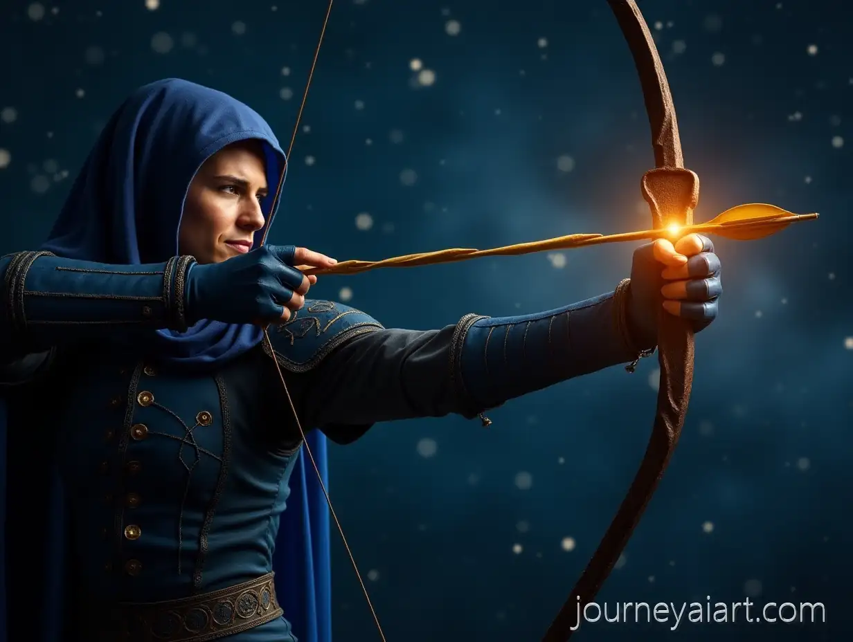 Archer-in-Indigo-Armor-with-GlArcher-in-Indigo-Armorowing-Arrow-in-Cosmic-Starfield