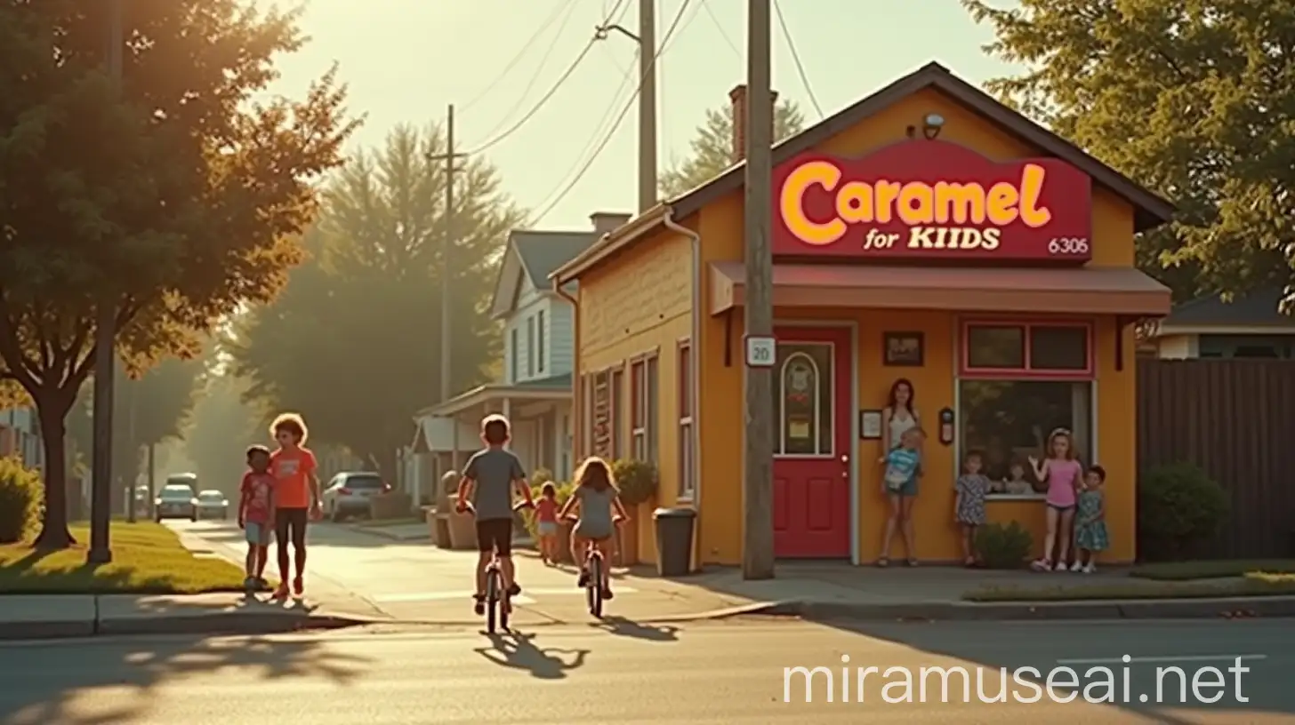 Children Playing on a Sunlit Suburban Street in the 1980s