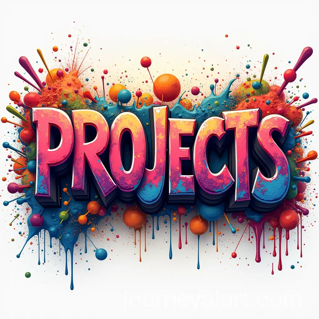 Vibrant-3D-Graffiti-of-the-Word-Proyectos-in-Bold-Colors