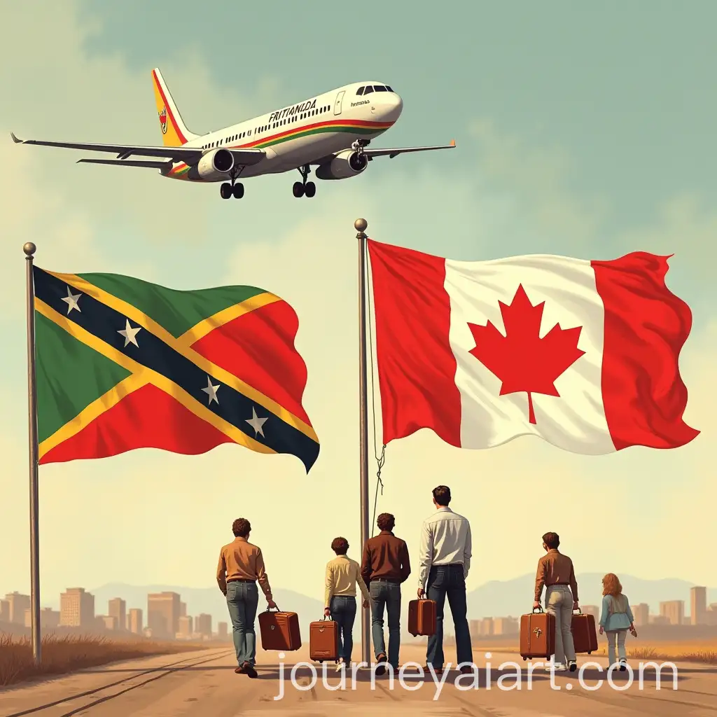 Trinidad-to-Canada-Migration-Journey-with-70s-Fashion-and-Airplane-in-Background